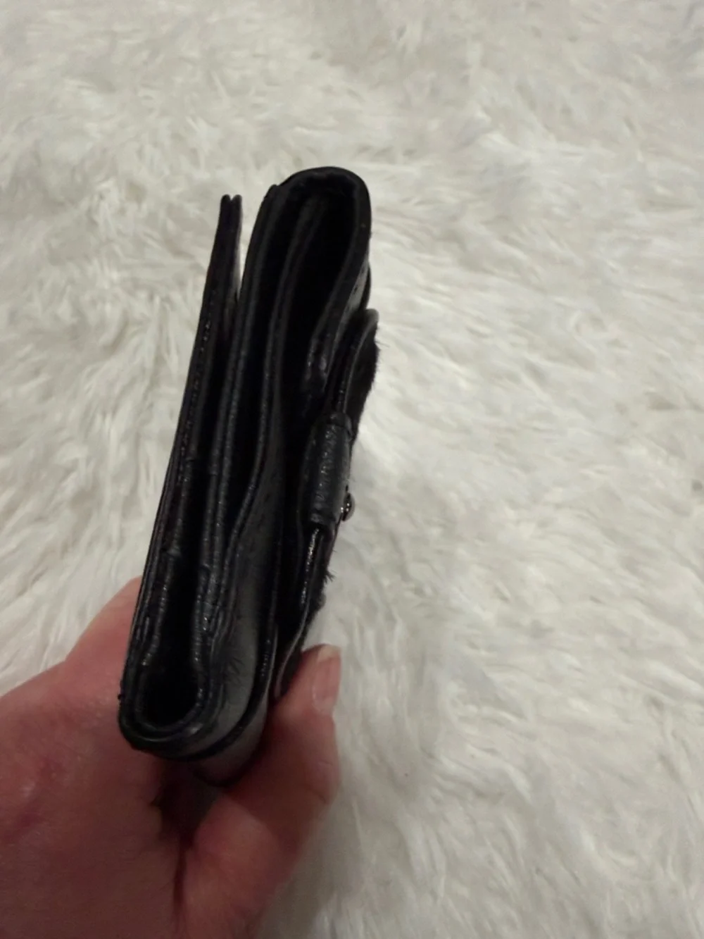 Givenchy Vintage Compact Wallet Black Pony Hair & Leather - Authenticated - Picture 5 of 12